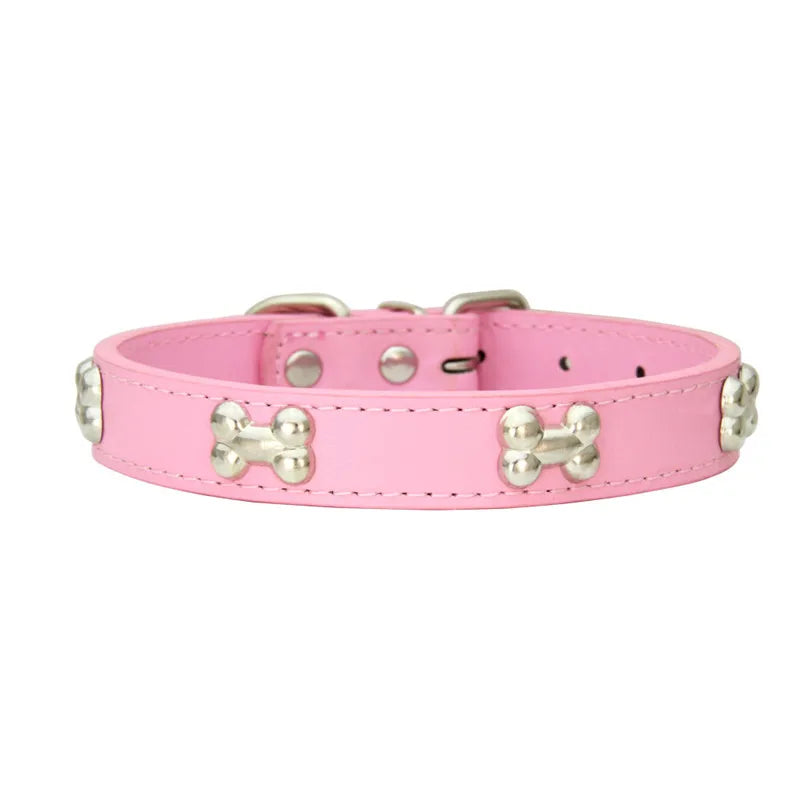 Collier en Cuir Durable pour Chien avec Ornement "Os" – Pour Petites et Grandes Races