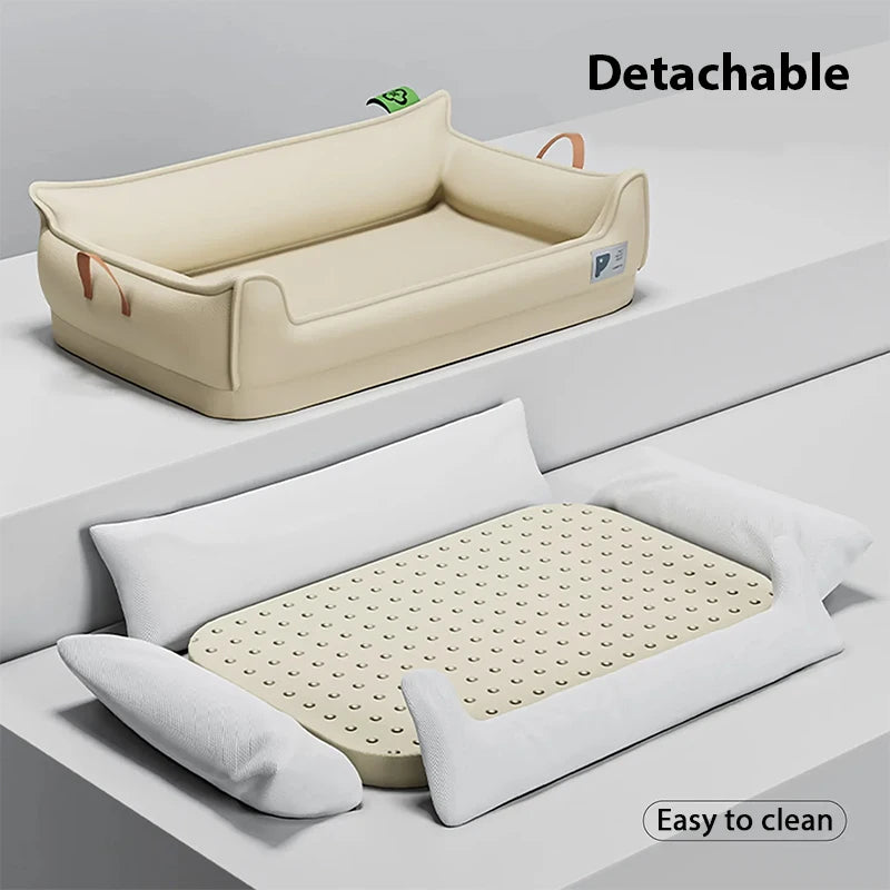 Canapé Orthopédique en Cuir pour Chien – Confort Ultime, Imperméable et Déhoussable