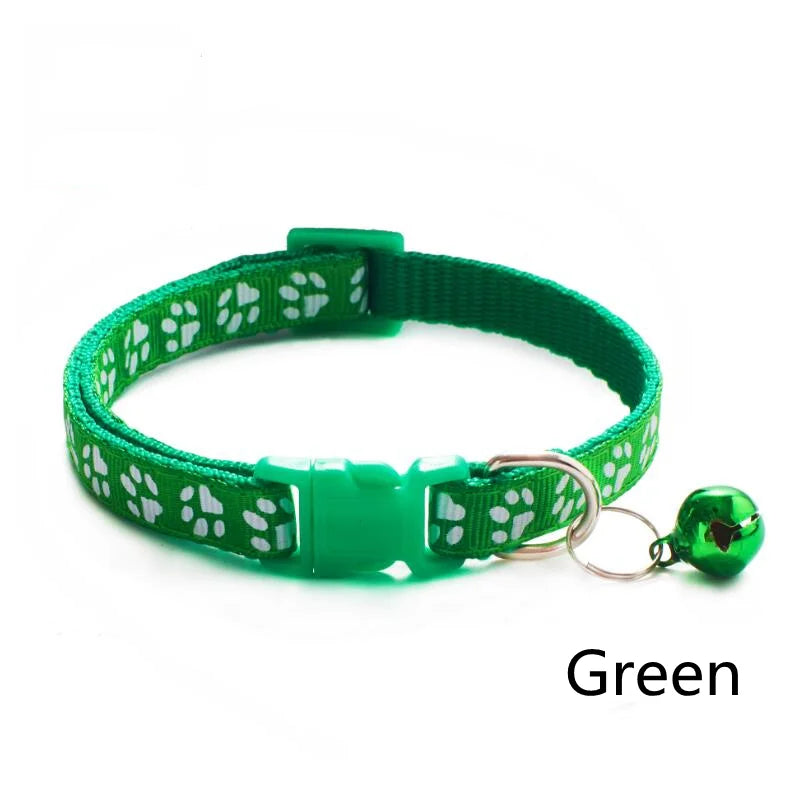 Collier Ajustable à Motifs "Empreintes" pour Chat et Chiot – Avec Clochette de Sécurité
