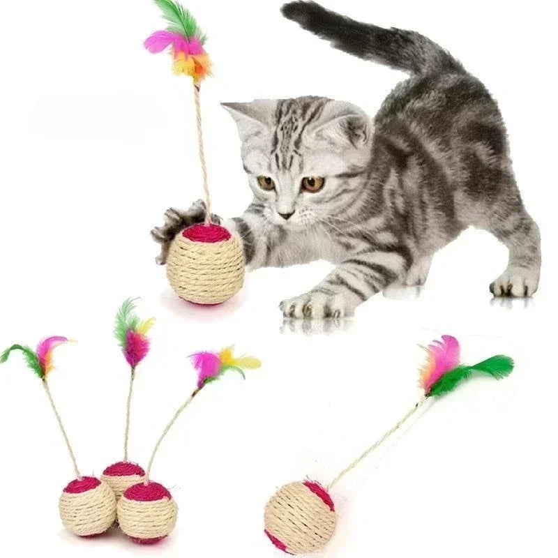 Balle en Sisal avec Plume : Le Jouet Interactif Incontournable pour Chat