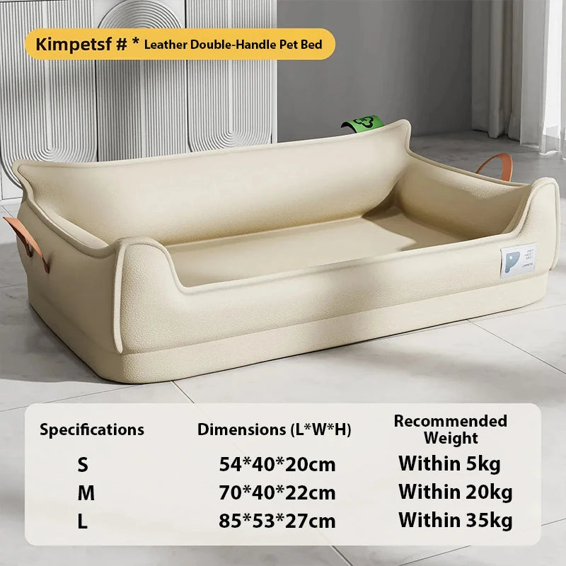 Canapé Orthopédique en Cuir pour Chien – Confort Ultime, Imperméable et Déhoussable