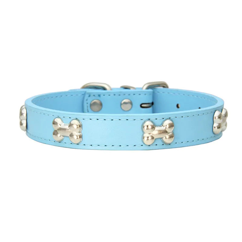 Collier en Cuir Durable pour Chien avec Ornement "Os" – Pour Petites et Grandes Races