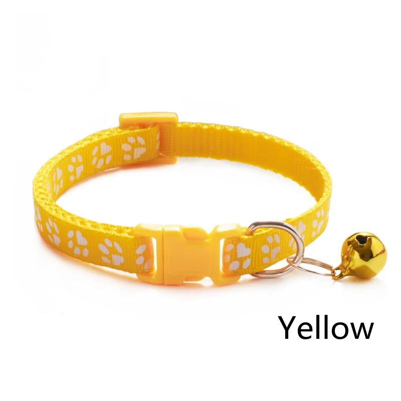 Collier Ajustable à Motifs "Empreintes" pour Chat et Chiot – Avec Clochette de Sécurité