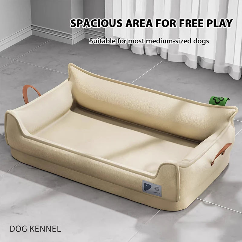 Canapé Orthopédique en Cuir pour Chien – Confort Ultime, Imperméable et Déhoussable