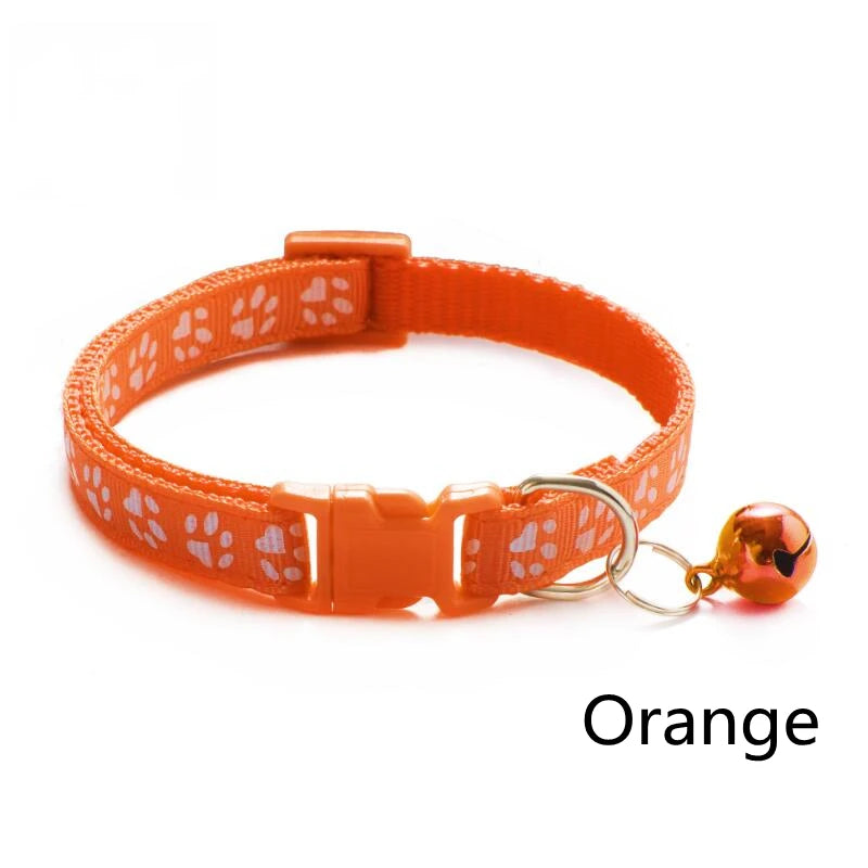 Collier Ajustable à Motifs "Empreintes" pour Chat et Chiot – Avec Clochette de Sécurité