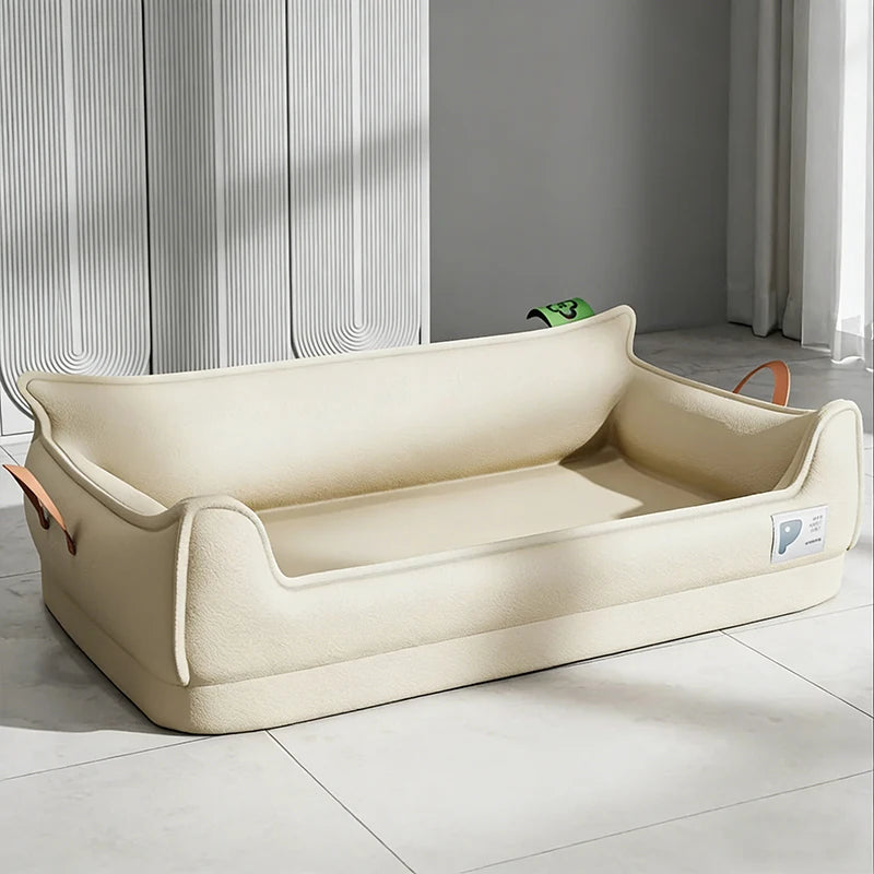 Canapé Orthopédique en Cuir pour Chien – Confort Ultime, Imperméable et Déhoussable