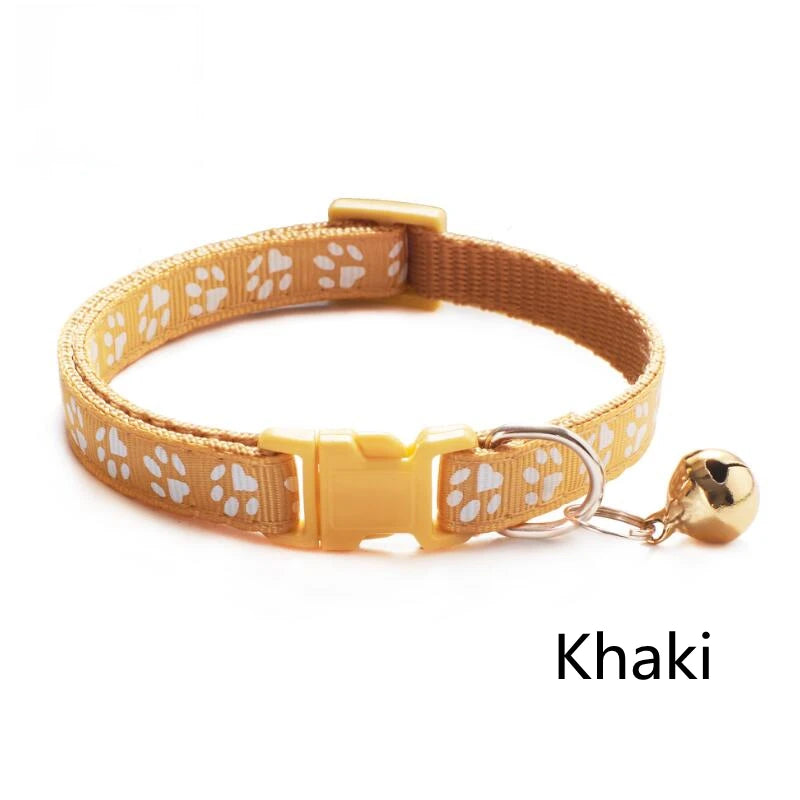 Collier Ajustable à Motifs "Empreintes" pour Chat et Chiot – Avec Clochette de Sécurité