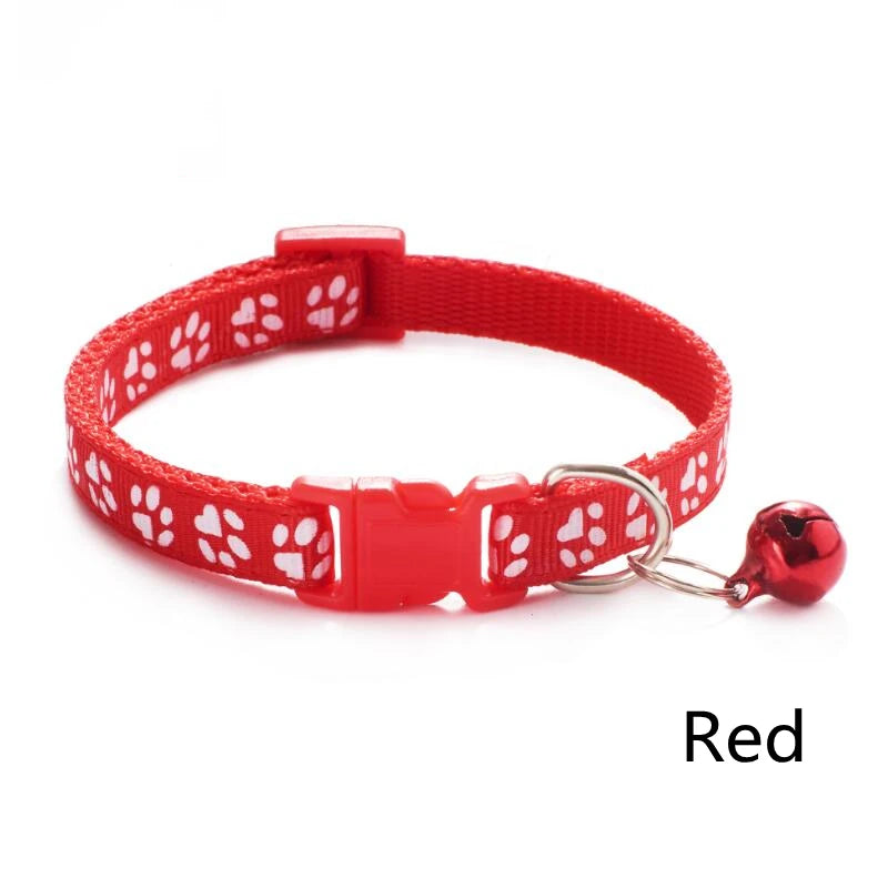 Collier Ajustable à Motifs "Empreintes" pour Chat et Chiot – Avec Clochette de Sécurité